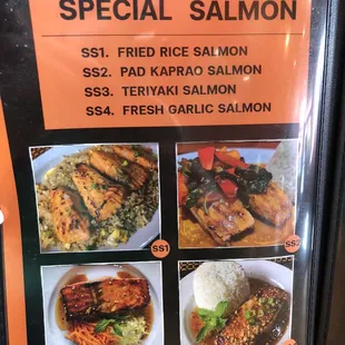 Special salmon menu