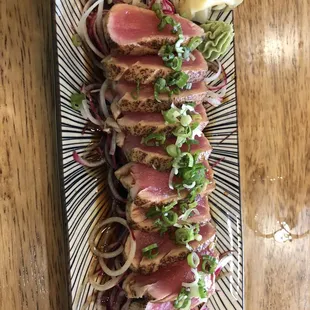 Tuna Tataki: Seared tuna with ponzu sauce.