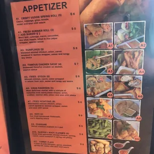 Appetizers menu