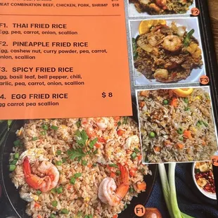 Fried Rice Menu