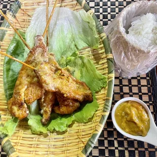 Chicken Sate with Sticky Rice