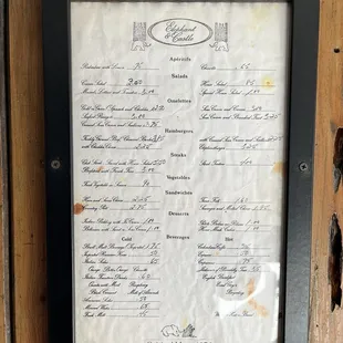 Original Menu 1976