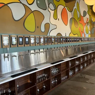 Self service beer taps.
