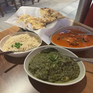 Punjabi Butter Masala Saag Chicken garlic naan