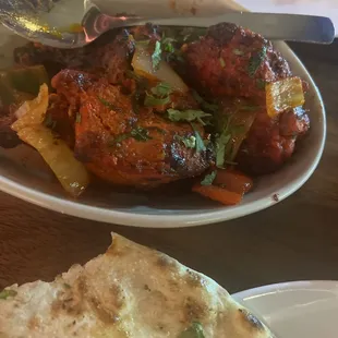 Tandoori chicken and naan