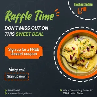 Get your free dessert coupon now!
