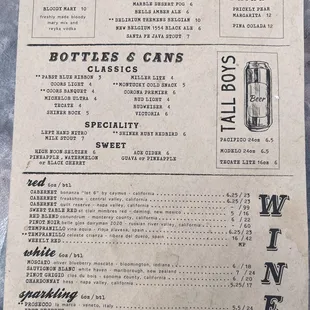 Other side of menu