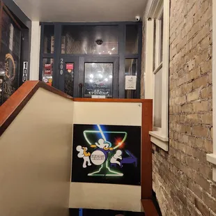 the entrance to the bar