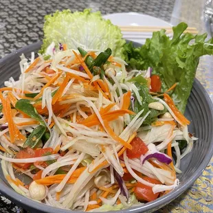 V4. Papaya Salad Thai Style Pro tip...order pork belly, sticky rice &amp; papaya salad together!! YUM!!