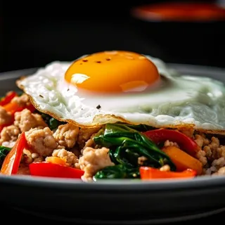 E08. Basil Stir-Fry Over Rice