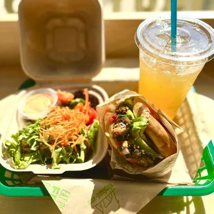 Baja Burger $11.95 meal with drink and salad