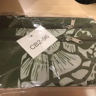 Free gift with purchase over $70 - two choices of a small bag, I chose the turtle one, natch