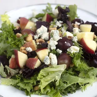 Willamette valley salad. Mixed greens, hazelnuts, blue cheese, apples, and grapes with our raspberry vinaigrette