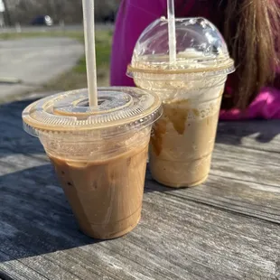 Kilimanjaro: chocolate, banana, coconut (left)  French toast coffee (right)