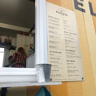 Menu at the drive thru window