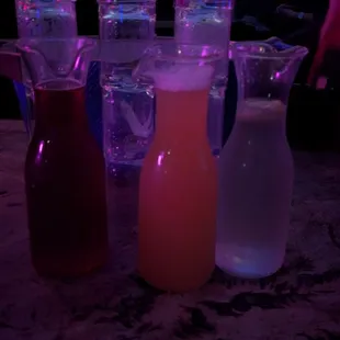 Bottle service with choice of 3 juices/chasers
