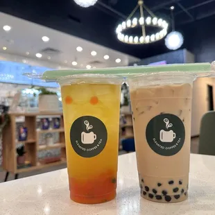 Honeydew peach tea &amp; elevated milk tea