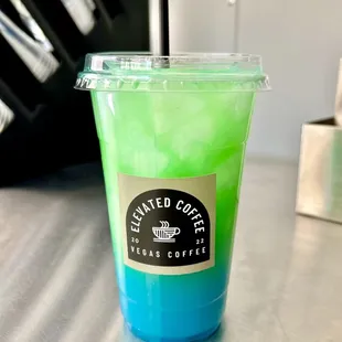 Lotus Energy with blue raspberry and kiwi