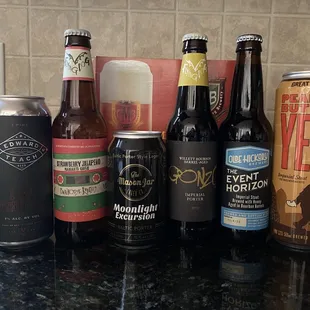 a variety of craft beers