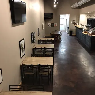 Here are various tables for people to study, meet with friends, do business, or enjoy our Thunder watch parties!