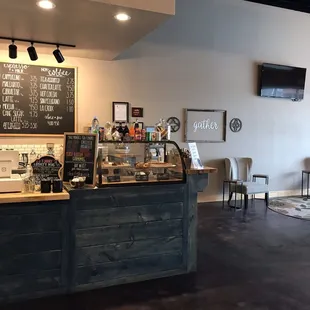 This shows our display case where all our homemade goods are displayed for your choice!