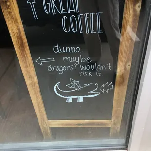 This cute sign was inside the front window (by the door) during my visit. I imagine that they change this up periodically. What's next? (-;