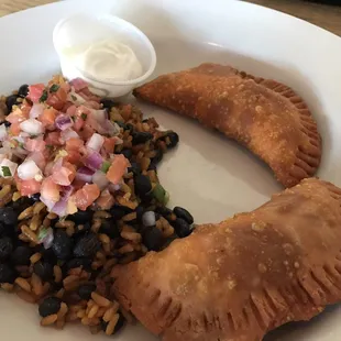 Blue plate lunch special - beef empanadas with fresh salsa!