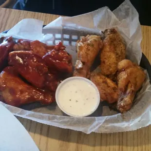 Bbq on left and the Jerk on right, also good but both mild.  I literally used the bbq to cool my mouth after the habenero.