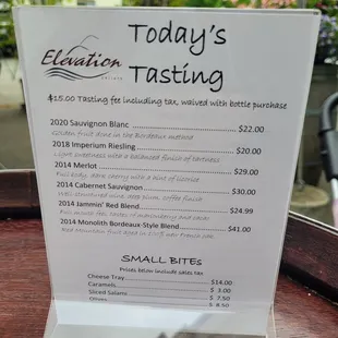 Tasting Menu