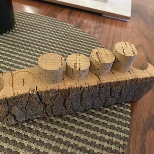 a wooden train on a table