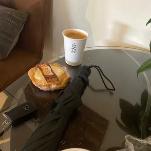 Hazelnut latte small  double dirty chai A cheese danish