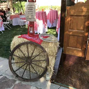 Fun décor and props for a rustic western theme