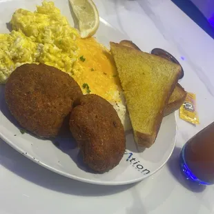 Salmon croquette breakfast
