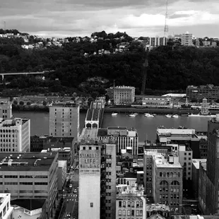 a view of a city from the top of a building
