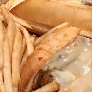 Meatball Parmigiana comes with fries. $9 + tax