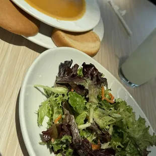 Sweet potato ginger apple soup and salad with gluten free bread