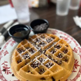 Belgian waffle with chocolate chips