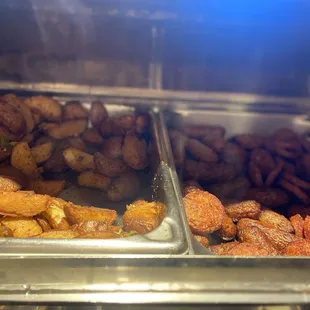Crispy breakfast  Potatoes and Portuguese sausage and chicken apple sausage