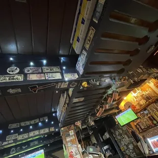 the ceiling of the pub