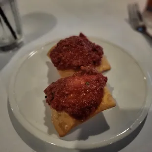 Toasted beef ravioli