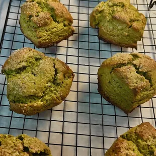 Freshly baked Matcha Scones. Only available in March.