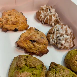 Blueberry Scones, Vanilla Espresso, and seasonal Matcha Scones.