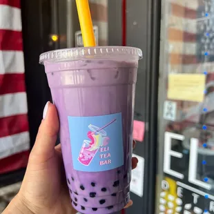 Ube tres leches with boba