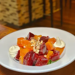 Panzaria(Golden and Red beets, spinach, walnuts, homemade skordalia)