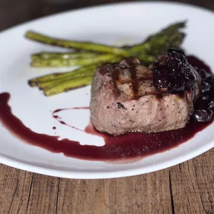 Flaming young with a cherry wine reduction was to die for perfectly done