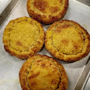 Creamy Graviera cheese stuffed pies. baked daily fresh