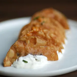 a close up of a piece of food on a plate