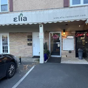 the entrance to elia greek restaurant