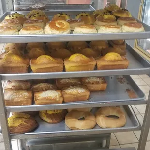 a display of baked goods