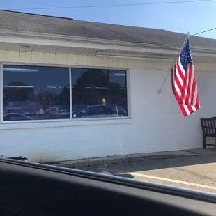 merican flag in window